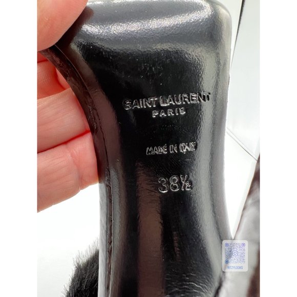 Saint Laurent Black Satine 4" Heels In Lacquered Ayers EU 38.5 - Picture 9 of 12